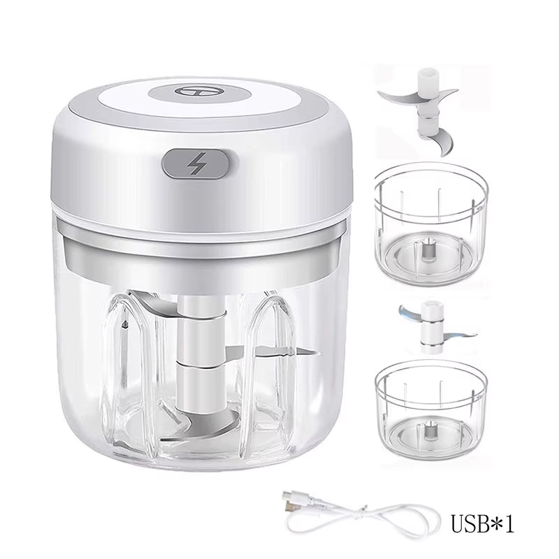Multifunctional Electric Garlic Chopper 100/250Ml Portable Vegetable Grinder Onion Mixer Mashing Machine for Kitchen