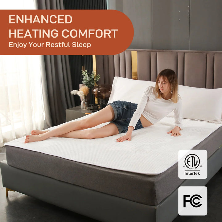Heated Mattress Pad Queen, Heated Blanket, Cream, 60" X80", Electric Mattress Pads, Heated Mattress, Bed Warmer, Bed Heater, Electric Blanket, Heated Mattress Cover, Heated Pad for Bed