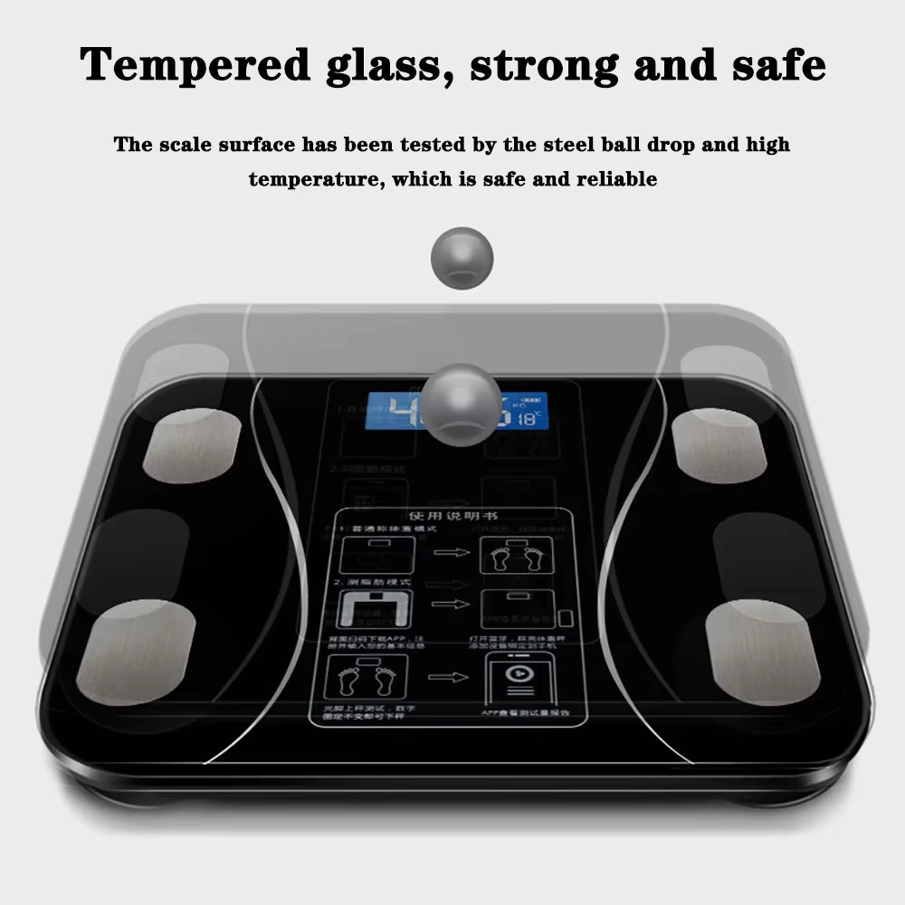 Smart Bluetooth Body Fat Scale | Digital Bathroom Weight Scale with App for Body Composition Analysis