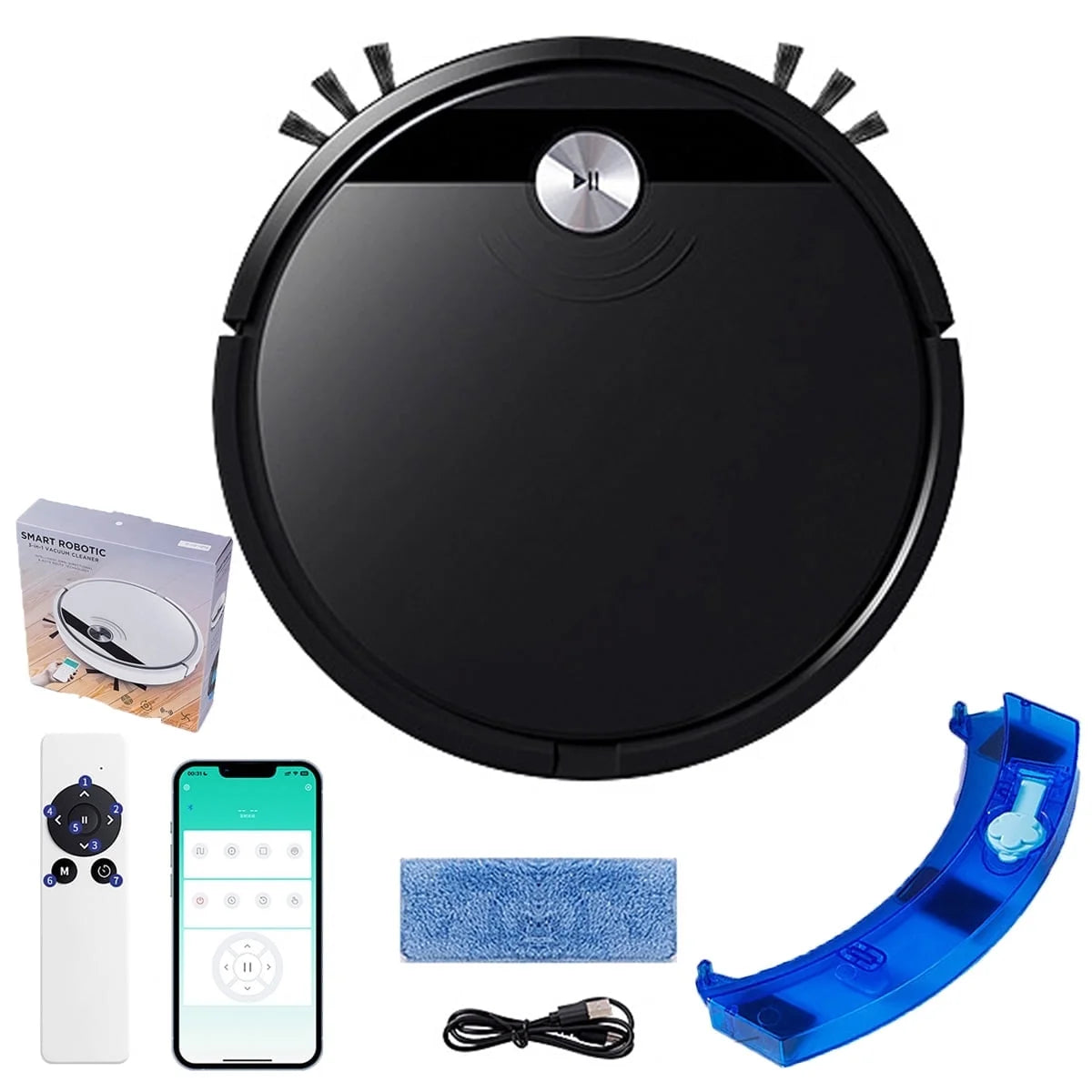 Robot Vacuum and Mop Combo, 3 in 1 Mopping Robotic Vacuum with Wifi/App/, Robotic Vacuum Cleaner, Schedule Settings, Self-Charging, Ideal for Hard Floor, Pet Hair and Carpet