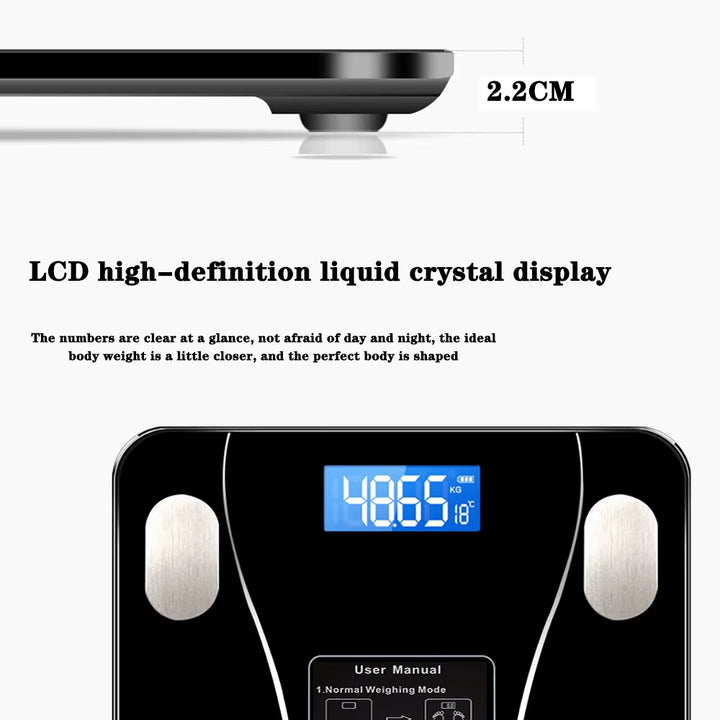 Smart Bluetooth Body Fat Scale | Digital Bathroom Weight Scale with App for Body Composition Analysis